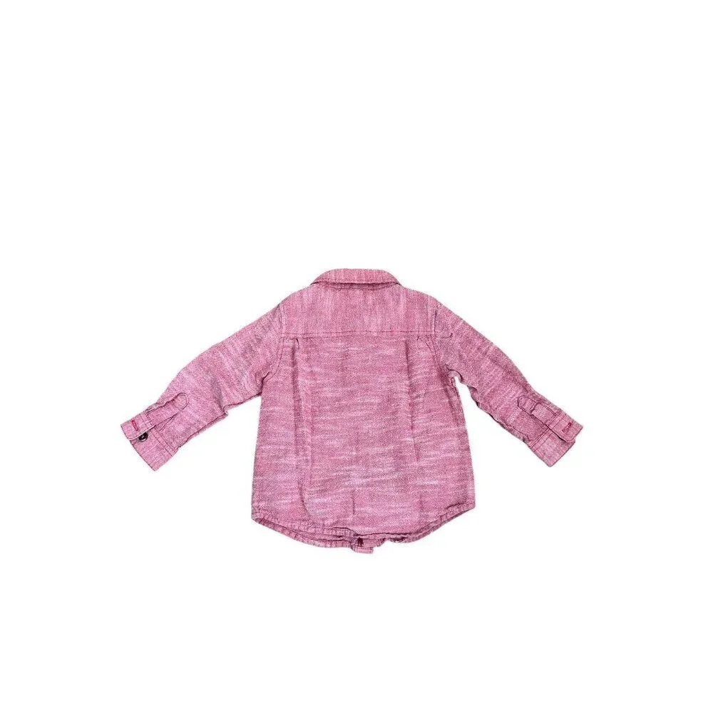 Old Navy Red Textured Button Up